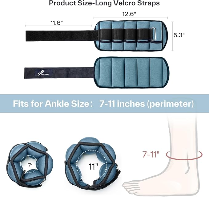 Sportneer Adjustable Ankle Weights for Women and Men 1 Pair 2 3 3 4 4 6 6 7 7 LBS