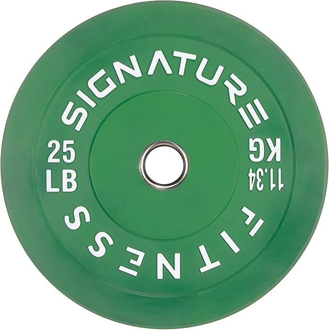 Signature Fitness 2" Olympic Bumper Plate Weight Plates 25LB Single,