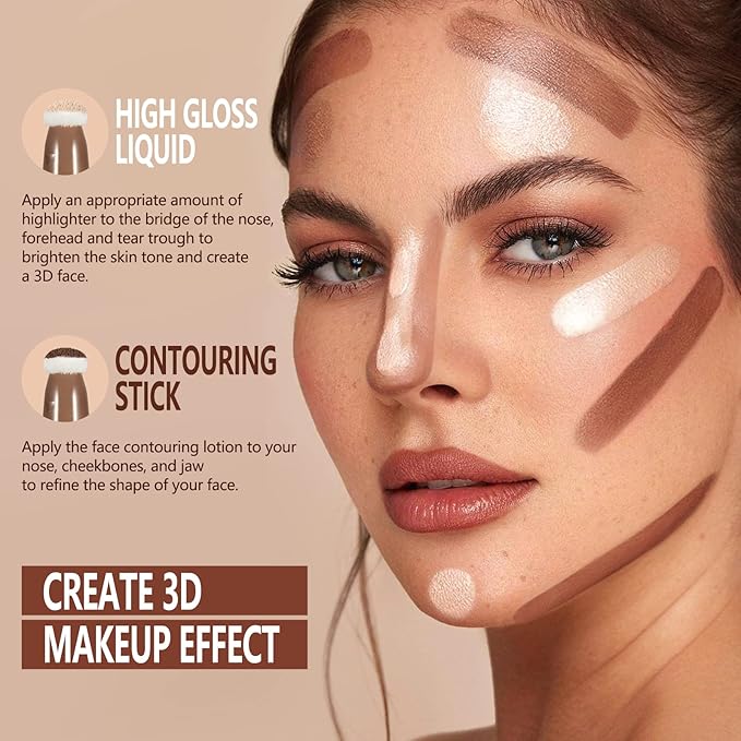 Liquid Highlighter Makeup Stick 3D Sparkling Effect,Cream Highlighter