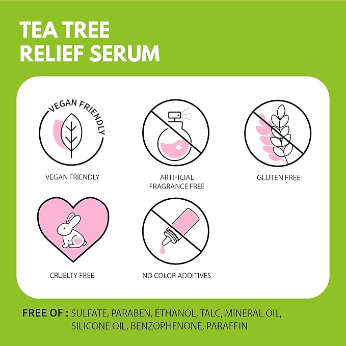 IUNIK Beta Glucan Daily Moisture Cream 2.02 Fl Oz - Skin Relief Intense Moisture Care Repair Cream + Tea tree Relief Natural Facial Serum 1.71 Fl Oz, Acne Treatment Serum