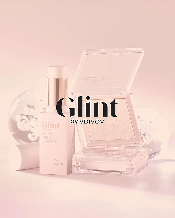 Glint Makeup Fan Brush & Glow Pearl Base (30 ml/1.01 fl oz) Moisturizing Foundation Primer with a Radiant Champagne Pink Glow for a Natural, Luminous Complexion | Korean Skincare