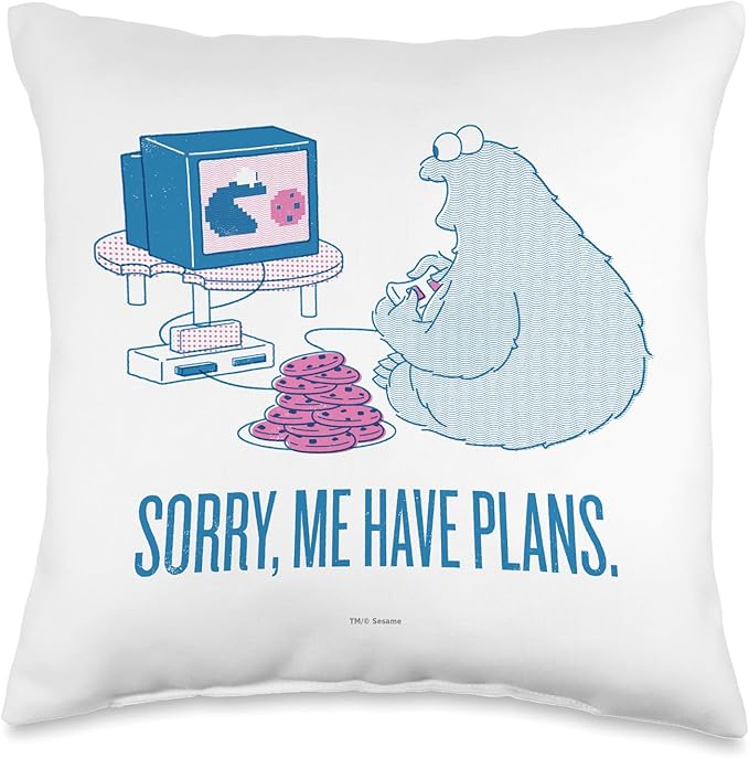 Sesame Street Cookie Monster Sorry, Me Have Plans Throw Pillow, 16x16, Multicolor