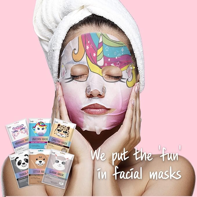 Epielle Animal Character Sheet Masks | Korean Spa Masks for All Skin Types | Face Mask, Spa Gifts, Birthday Party Gifts, Girls' Night, Skincare Party | Assorted 6 Pack | Korean Skincare