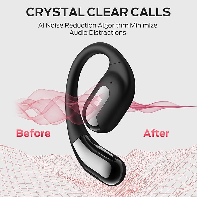 Monster Open Ear AC317 Headphones, Wireless Earbuds with Stereo Sound, 24H Playback, Bluetooth 5.4, Crystal Clear Calls, Type-C Charging, Touch Control, Sweat Resistant Open Ear Earbuds for Sports