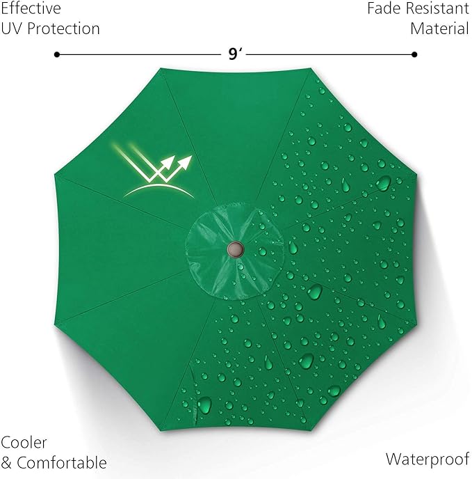 7.5Ft/9Ft Patio Umbrella, UV Protect Pool Umbrella with Heavy Duty Pole,Outdoor Umbrella with Push Botton Tilt & Crank