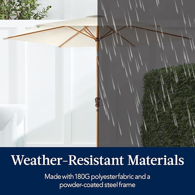 Best Choice Products 10ft Market Umbrella, Outdoor Sun Shade for Backyard, Deck, Poolside, Table w/Woodgrain Pattern, Easy Tilt & Crank - Ivory