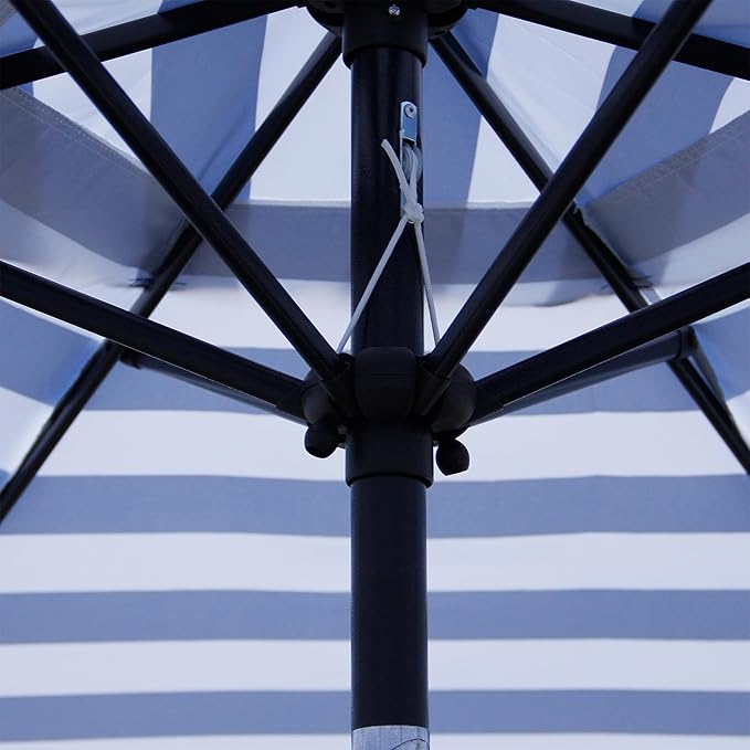 Blissun 7.5 ft Patio Umbrella, Yard Umbrella, Outdoor Market Umbrella with Push Button Tilt Crank (Blue&White)