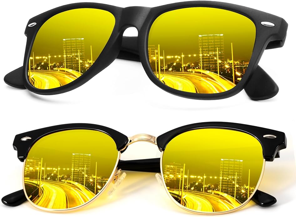 KALIYADI Polarized Sunglasses for Men and Women Semi-Rimless Frame Driving Sun glasses UV Blocking