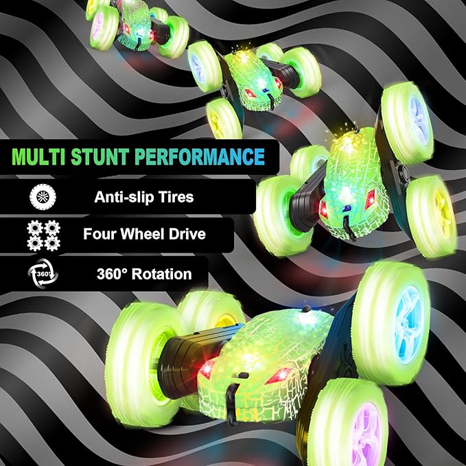 Remote Control Car, RC Cars Toys, 2.4GHz 4WD Fast RC Car Kids Toys Double Sided 360° Rotating Monster Truck Toys for Girls RC Truck Toy Cars for Boys