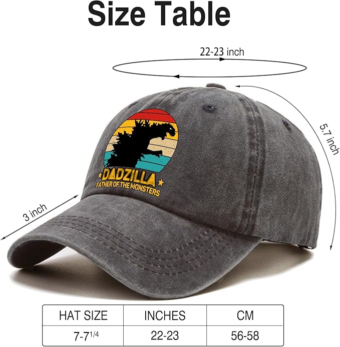 Father of The Monsters Funny Distressed Washed Black Baseball Cap, Vintage Adjustable Cotton Cap, Birthday Appreciate Gifts for Brother Dad Grandpa, Christmas Thanking You Gifts for Dad Uncle