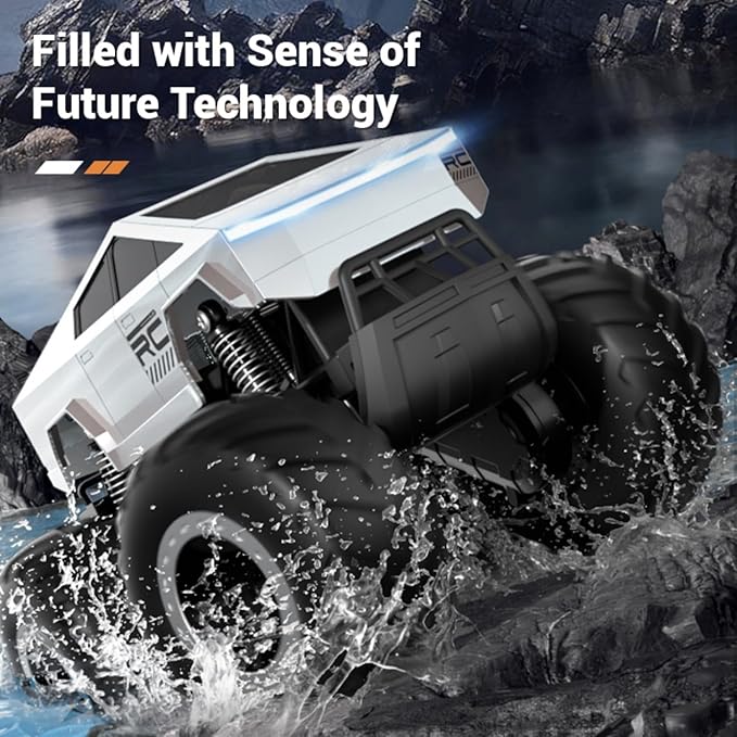 Monster Truck Toy 1:16 Scale Toy RC Remote Control Car Off-Road Pick-up Truck, 4WD Waterproof Monster Truck Toys, 2.4GHz Cybertruck Toy RC Car for All Terrain, for Boys/Girls Age 6 7 8 9 10-12+