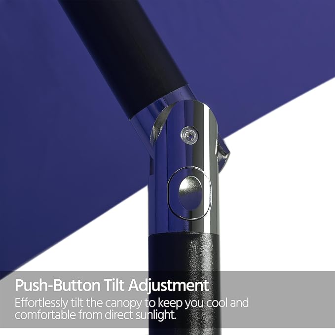 Yaheetech 7.5FT Patio Umbrella Outdoor Table Umbrella Canopy Market Umbrella with Push Button Tilt & Crank for Garden/Lawn/Deck/Backyard/Pool, 6 Ribs, Navy Blue