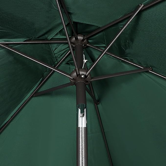 Blissun 7.5 ft Patio Umbrella, Yard Umbrella, Outdoor Market Umbrella with Push Button Tilt Crank, Dark Green