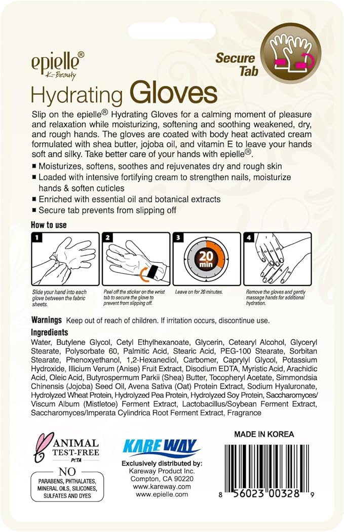 Epielle Hydrating Hand Masks, 6 Pairs of Moisturizing Gloves for Dry Hands with Shea Butter, Jojoba Oil & Vitamin E, Spa Day Treatment, Korean Skincare, Spa Gifts for Women