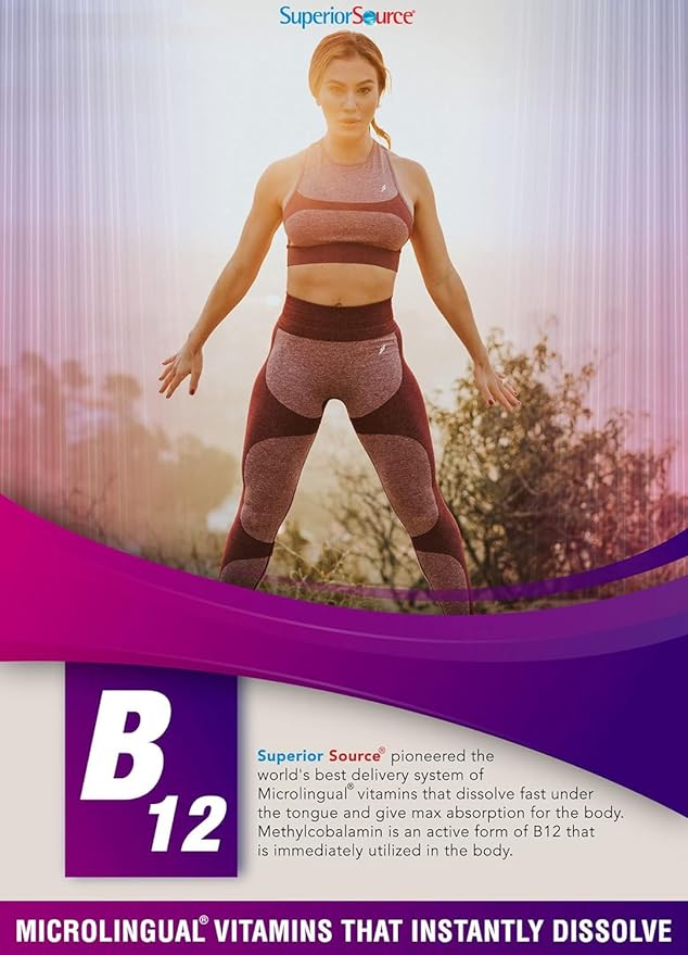 Superior Source No Shot Methylcobalamin B-12 2500 mcg - Vitamin B-12 to Support Energy Production, Brain Health & Overall Wellness - Sublingual Tablets for Quick Absorption - 90 Dissolving Tablets
