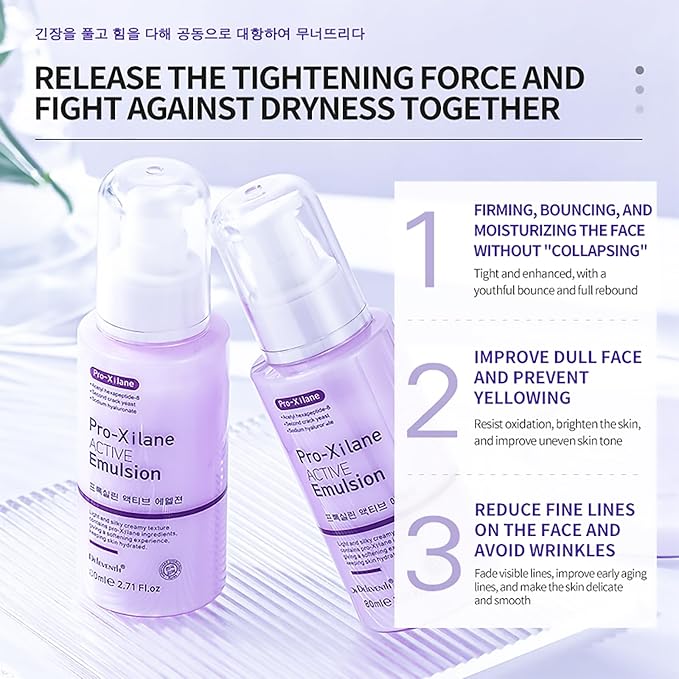 DEleventh Korean Brand Pro-Xilane Active Emulsion 80ml / Anti-Wrinkle, Moisturizing, Anti-Aging, Tighten and Delicate Skin, Improve Darkening, Repair Damaged Cells, and Block UV Rays