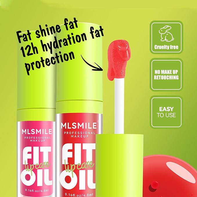 4 Colors Fat Oil Lip Gloss, Lip Oil Lip Glaze Hydrating Lip Glow Oil Big Brush Head Moisturizing Lip Gloss, Shiny Transparent Tinted Plumping Lip Oil Nourishing Non-sticky (A#)