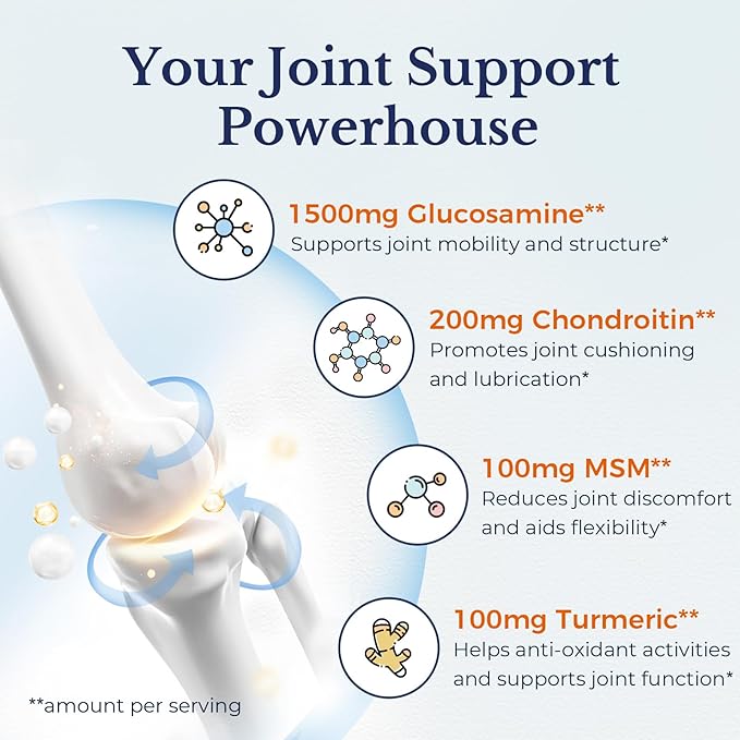 Vitalitown Glucosamine Chondroitin MSM | Collagen, Boswellia, Turmeric, Hyaluronic Acid, Bromelain | Triple Action+ Joint Formula | 12 Joint-Loving Ingredients | 90 Tablets, No Shellfish