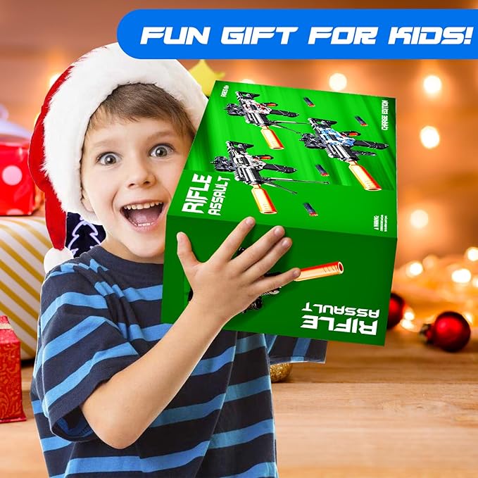 Toy Gun Automatic Sniper Rifle with Lanyard, Electric Realistic Toy Foam Blasters- 200 Darts, Tactical Vest Set, Scope and 2 Clips, Cool Toys for Kids Ages 8-12, Birthday Xmas Gifts for Boys Adults