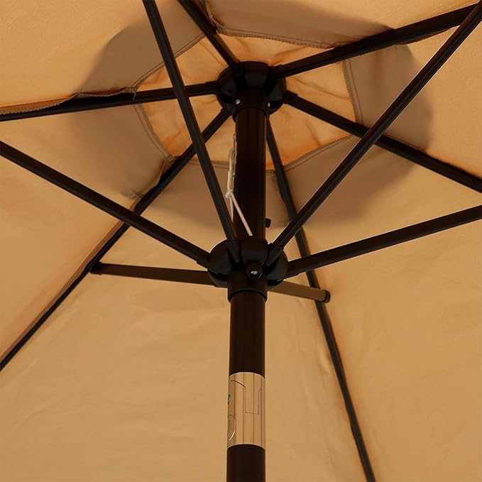 Blissun 7.5 ft Patio Umbrella, Yard Umbrella, Outdoor Market Umbrella with Push Button Tilt Crank (Tan)