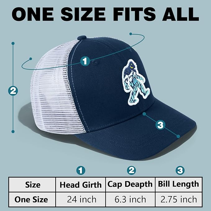 Mesh Bigfoot Hat Leather Cap for Men- Great Snapback Closure Sasquatch Hat for Hunting & Hiking