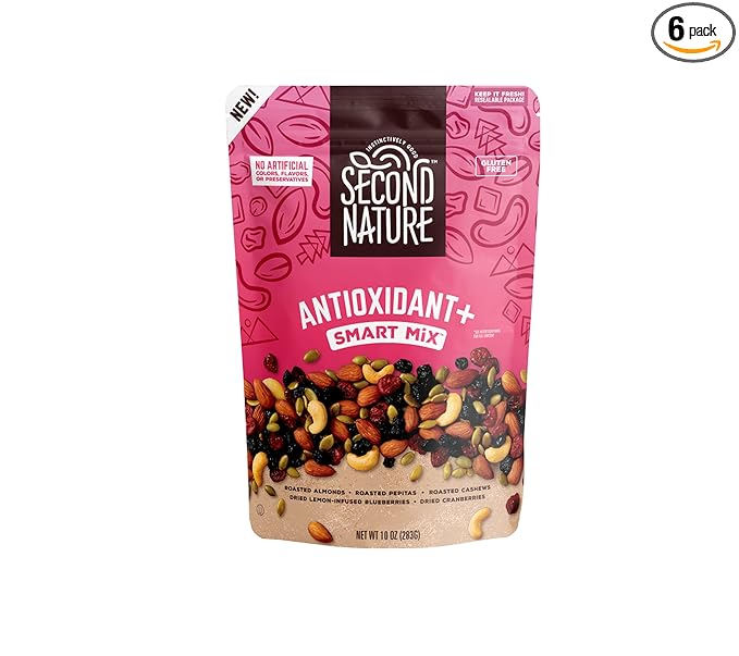 Second Nature Antioxidant+ Smart Mix, Good Source of Antioxidant Vitamin E, No Artificial Colors, Flavors or Preservatives, Low Sodium, Kosher, Gluten Free, 10 Ounce (Pack of 6)
