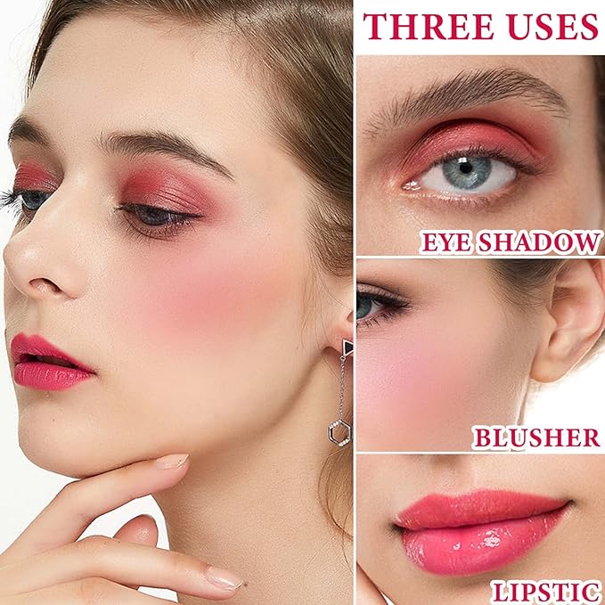 Cream Blush Stick,Blush Stick for Cheeks with Contour Rose Pink)