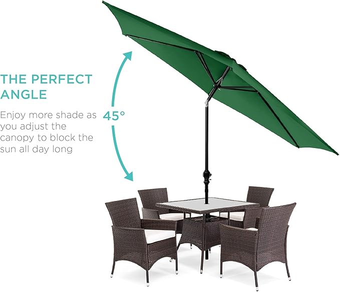 Best Choice Products 10ft Outdoor Steel Polyester Market Patio Umbrella w/Crank, Easy Push Button, Tilt, Table Compatible - Green