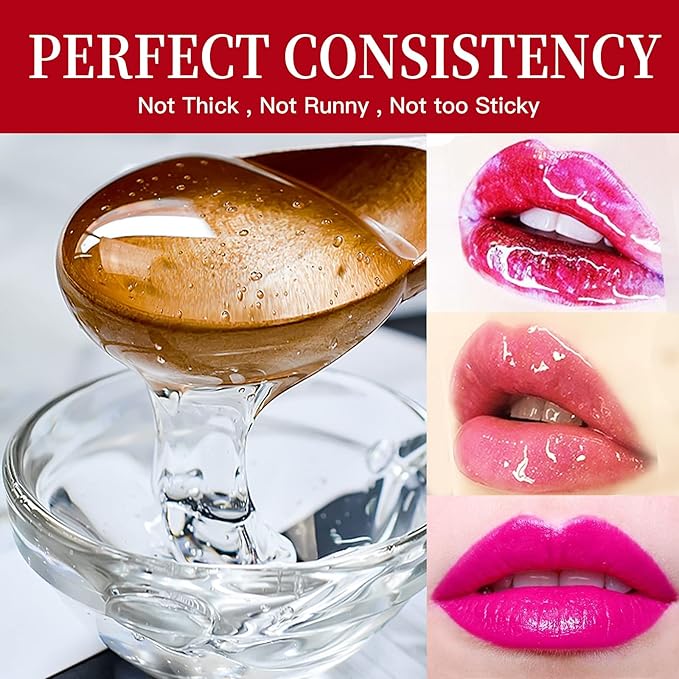 Lip Gloss Base 10 Ounce (350 ML) Clear Lip Gloss Non-Stick Moisturizing Versagel lip gloss base DIY Handmade Lip Gloss Lip Balms Lip Plumper Making Organic Lip Gloss Supplies (A)