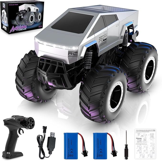 1:16 Remote Control Car, 2.4GHz Waterproof RC Cars, 4WD Amphibious RC Truck, All Terrain Off-Road Remote Control Monster Truck, Pick-up RC Car Toy for Boys Girls Ages 6+