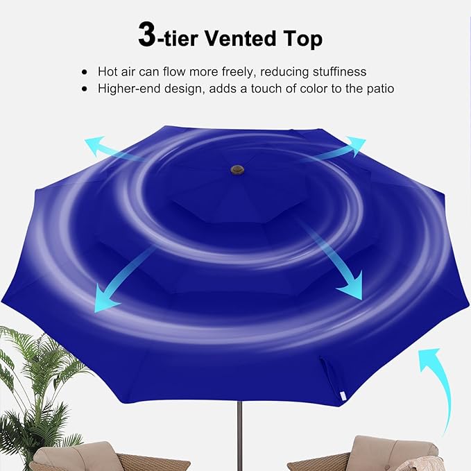 ABCCANOPY Patio Umbrellas 3 Tiers 11FT (Blue)