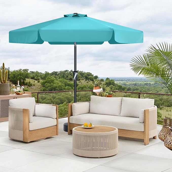 MASTERCANOPY Valance Patio Umbrella for Outdoor Table Market (7.5ft,Turquoise)
