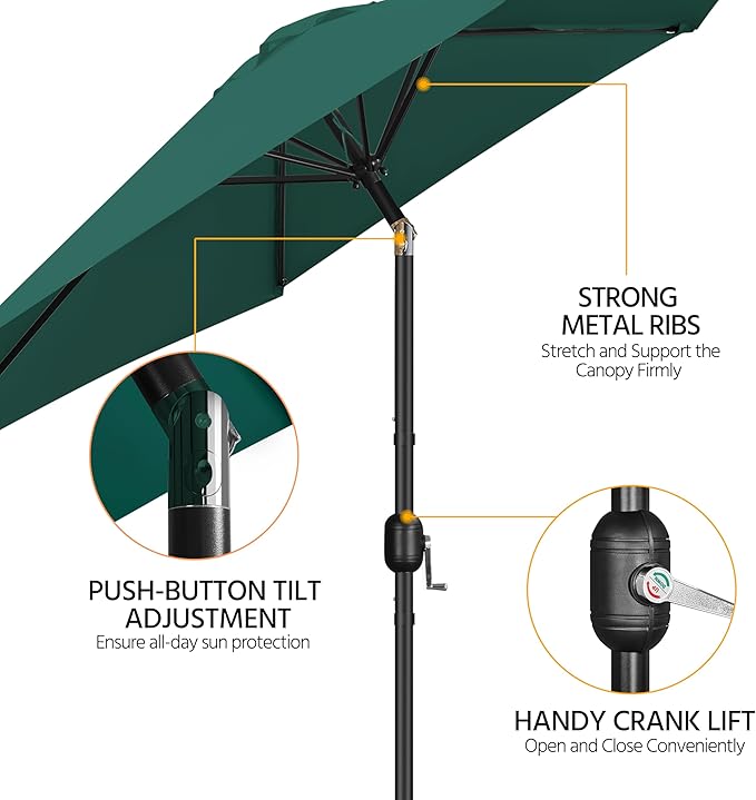 Yaheetech Patio Umbrella, 9FT Outdoor Table Market Umbrella with Push Button Tilt and Crank, Yard Sun Shade for Garden, Deck, Backyard, Pool
