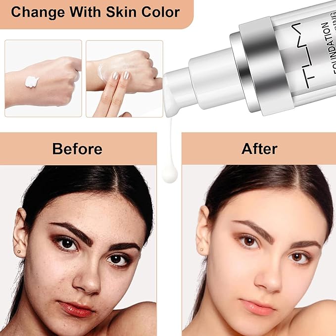 2 PACK TLM Color Changing Foundation Liquid Base,TLM