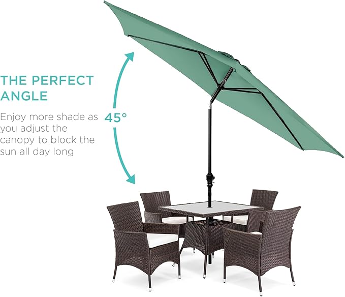 Best Choice Products 10ft Outdoor Steel Polyester Market Patio Umbrella w/Crank, Easy Push Button, Tilt, Table Compatible - Seaglass