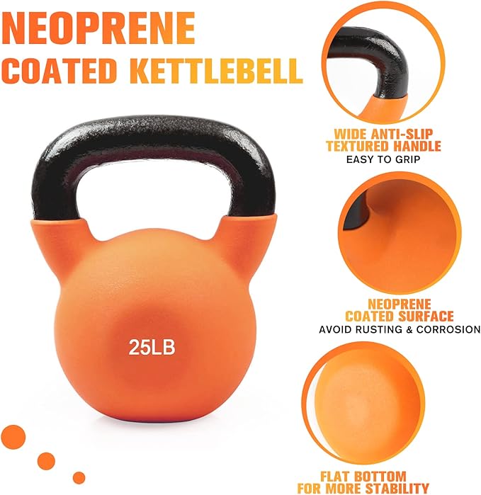 RitFit Neoprene Coated Solid Cast Iron Kettlebell 5 10 15 15 20 20 25 25 30 30 35 35 40 40 45 45 50 50 LB,