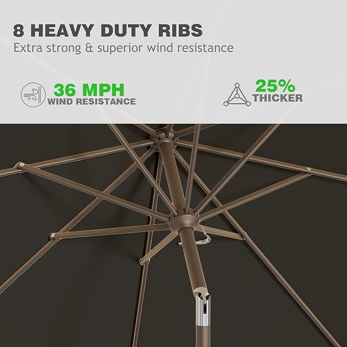9 FT Patio Umbrella for Outdoor, Outdoor Umbrella with Push Button Tilt and Crank, Outdoor Patio Umbrellas with 8 Sturdy Ribs for Market, Garden, Deck, Backyard, Pool (Black)