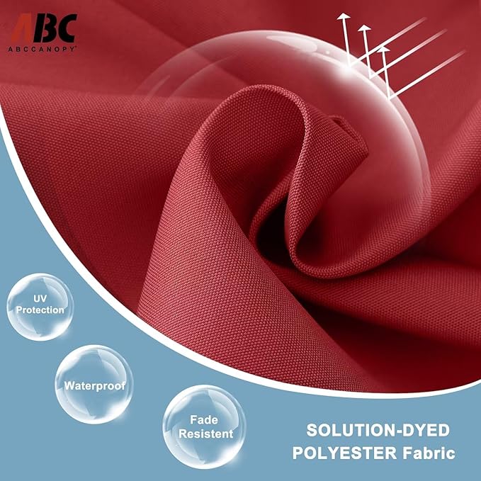 ABCCANOPY Durable Solar Led Patio Umbrellas with 24LED Lights 7.5FT with 6 Sturdy Ribs (Burgundy)