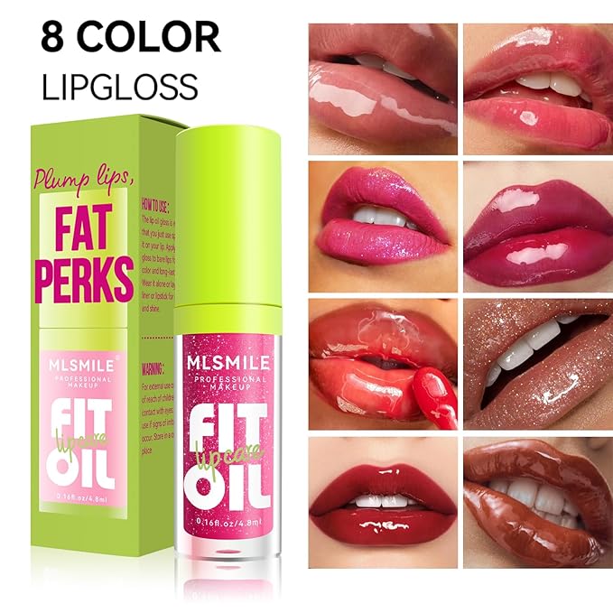 8 Colors Lip Oil Lip Glaze, Hydrating Lip Glow Oil Big Brush Head Shiny Moisturizing Lip Gloss, Long Lasting Non-sticky Fresh Transparent Tinted Plumping Lip Oil (# 04)