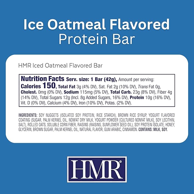 HMR Iced Oatmeal Protein Bar, 24 Count | Nutritious Snack to Support Weight Maintenance | Low Calorie Dessert | 10g of Protein