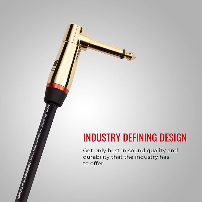 Monster Prolink Rock Instrument Cable. 8 in Right Angle to Right Angle Guitar Cable. for Electric Guitar Cable. 95% Copper Braided Shielded Guitar Cable