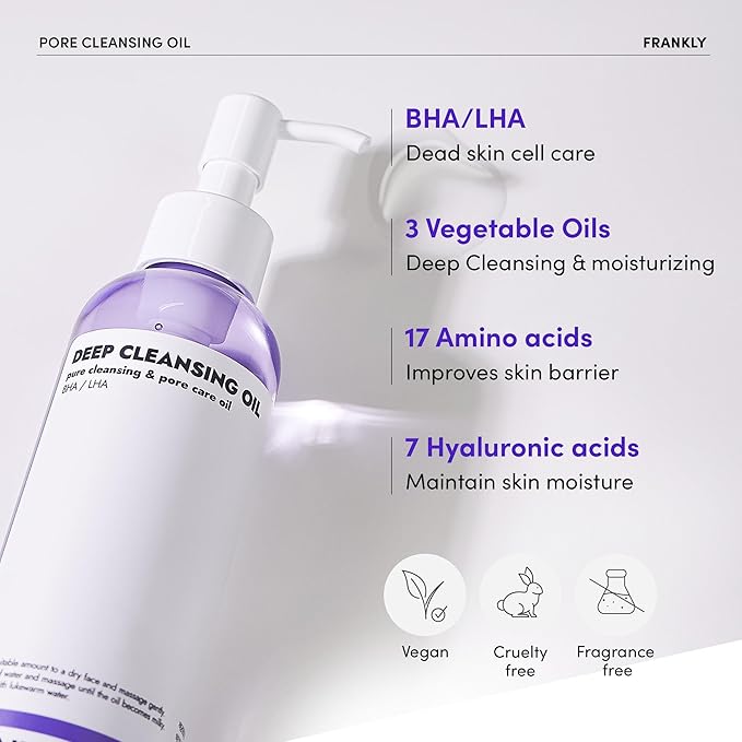 FRANKLY Pore Reset Ritual Set – Cleansing Oil, AHA Toner & 10 Semi-Gel Sheet Masks for Smooth, Clear, Poreless Skin