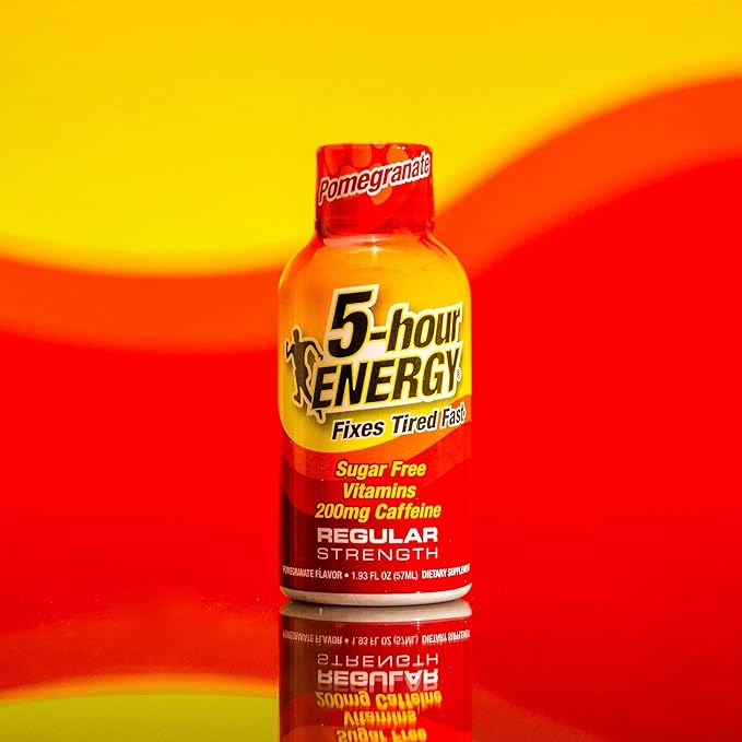 5-hour ENERGY Regular Strength Energy Shot, Pomegranate Flavor (1.93 oz. - 24 Count) Zero Calories & Sugar-Free 200 mg Caffeinated Shot, Amino Acids & B Vitamins, Dietary Supplements