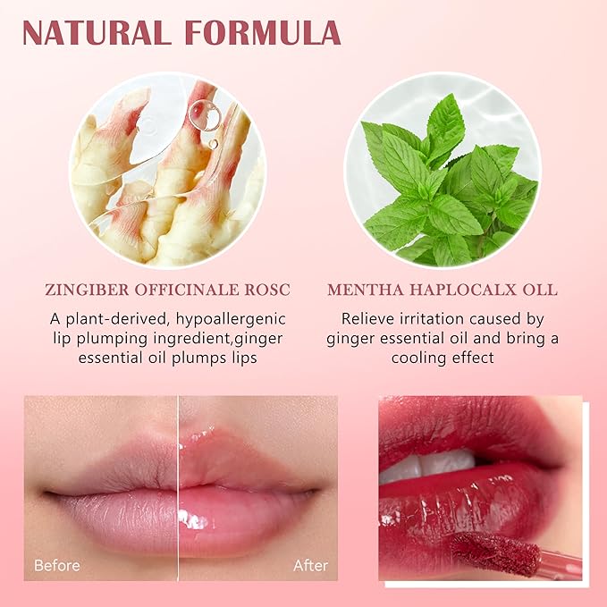 Juicy Lip Plumping Gloss, Tinted Lip Gloss Lip Plumper, Hydrating Moisturizing Lip Tint Stain, Highly Pigmented Shine Glossy Lip Oil, Long-Lasting Lip Gloss For Women Girls Dry Lip Care-04#