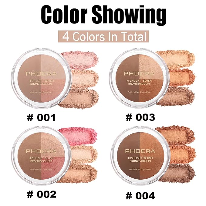 PHOERA Contour Palette,Shades with Highlighter & Bronzer & Makeup (#003)