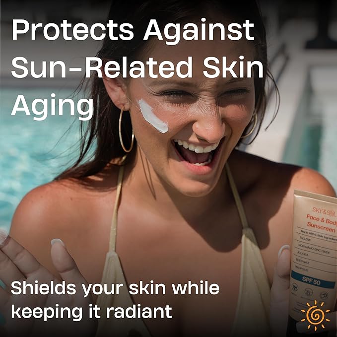 Non-Toxic Natural Mineral Sunscreen SPF 50 | Safest Organic Natural Tallow & Zinc Oxide Sunblock | Reef Safe, Clean Non-Greasy Formula for Face and Body | Women and Men. 3 oz (85 g)