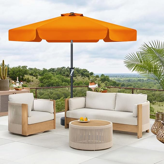 MASTERCANOPY Valance Patio Umbrella for Outdoor Table Market (7.5ft, Orange)