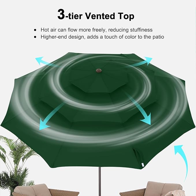 ABCCANOPY Patio Umbrellas 3 Tiers 11FT (Green)