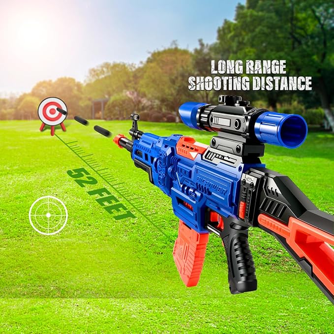 Bigpower Electric Kids Toy Sniper Rifle with Scope Tactical Vest Kit,4 in 1 Automatic Kids Sniper Rifle Toy Guns for Boys 8-12,Rifle Dart Guns for Adults,Toy Guns with Removable Magazines(2 Pieces