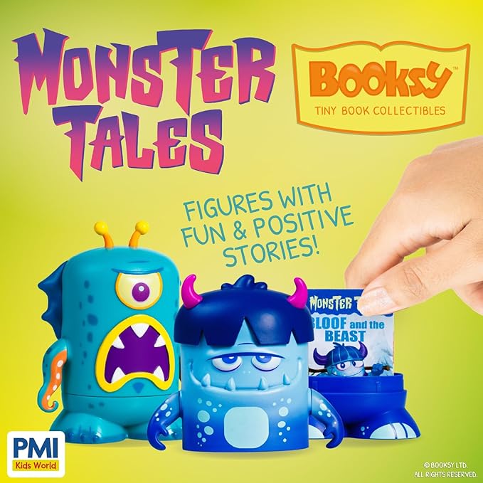 BOOKSY - Monster Tales Collector Display Set - 1 Mini Monster Bookshelf, 1 Mini Booksy Figure, and 1 Miniature Book Filled with Over 40 Pages of Illustrations & Storytelling